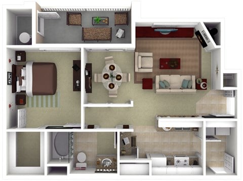 Floor plan for 1 bed, 1 bath, 820 sqft